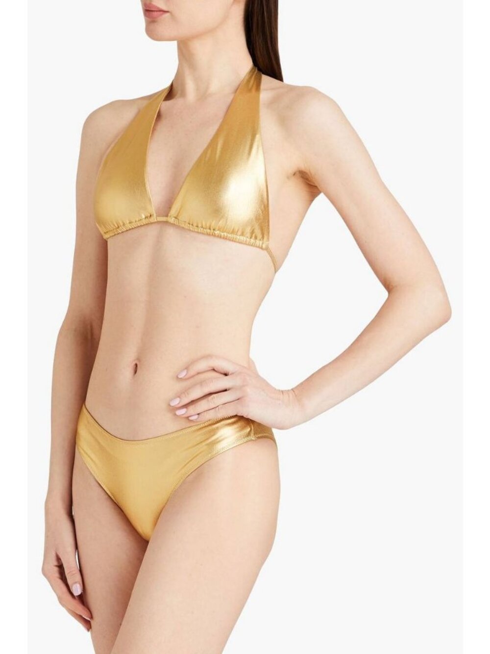 NWT SOLID & STRIPED The Nani metallic mid-rise bikini briefs Size Small $108